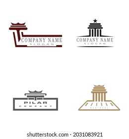 Ancient Pillar Columns Greek Rome Athens Historical Building logo design