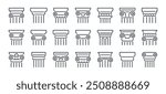 Ancient pillar editable stroke outline icons set isolated on white background flat vector illustration. Pixel perfect. 64 x 64