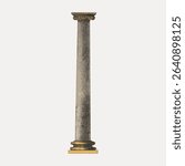 Ancient pillar, vintage architecture illustration isolated on white, vector. 