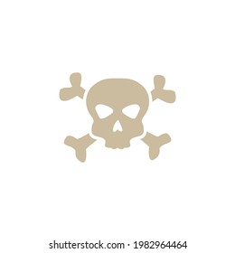 Ancient pirate or filibusters Skull and Crossbones sign, flat vector illustration isolated on white background. Emblem of pirate ship or Jolly Roger flag.