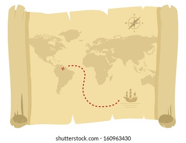 ancient pirate map for golden treasure