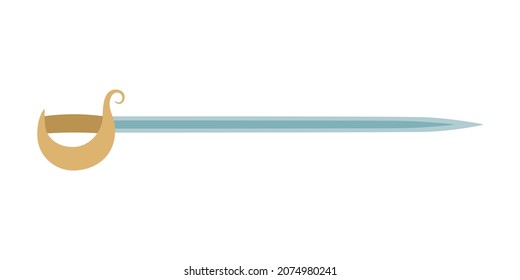 Ancient pirate saber or cutlass. Vector illustration in flat style.