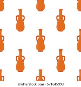 Ancient pottery seamless pattern, vase, jar, amphora. Made in cartoon flat style. Vector illustration