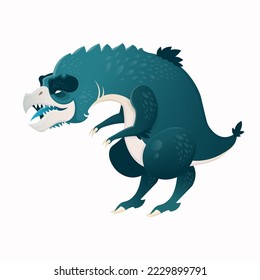 
Ancient predator dinosaur on a white background in a standard pose .