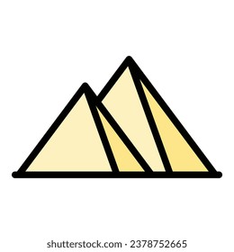 Ancient pyramid icon outline vector. Egypt desert. Sand desert color flat
