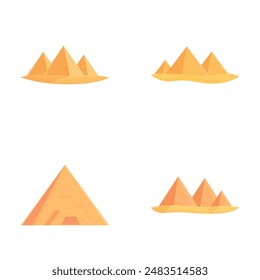 Ancient pyramid icons set cartoon vector. Pharaoh tomb in africa. Tourism symbol