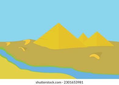 Ancient pyramids landscape. Egypt pyramid landscape in saqara desert
