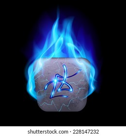 Ancient Quadrangular Stone Magic Rune Blue Stock Vector (Royalty Free ...