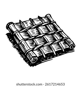 Ancient reed mat illustration in vintage style 