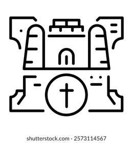 Ancient relic icon in linear style 