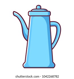 Ancient a retro a coffee pot for preparation of hot drink. Kitchen utensils. The line an art a flat vector.Eleent of design for the website or a game.