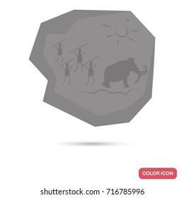 Ancient rock drawing color flat icon