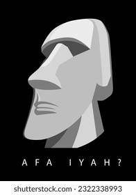 ancient rock head and face poster design, rock emoticon, rock emote, meme, rock face emoji, statue, usually for comedy, funny and joke
