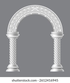 Ancient roman arch. Architectural stone or marble arch. Portal greek castle or luxury facade building entrance with pillars columns. Creative isolated arch design. Vector cartoon illustration