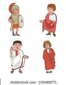 Ancient Roman Cartoon Characters Set Stock Vector (Royalty Free ...