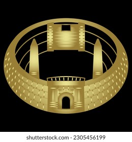 Ancient Roman circus. Black and gold silhouette.