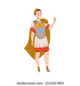 Ancient Roman Emperor Character as Sovereign Ruler of Empire from Classical Antiquity Vector Illustration