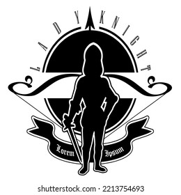 ancient roman female warrior logo carrying a sword