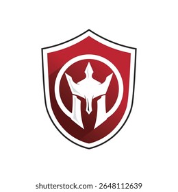 Ancient Roman Gladiator Vector Logo with Sword and Metal Helmet Emblem Design