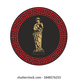 ANCIENT ROMAN AND GREEK COIN SYMBOL WITH ROUND GOLD DECORATIONS