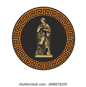 ANCIENT ROMAN AND GREEK COIN SYMBOL WITH ROUND GOLD DECORATIONS