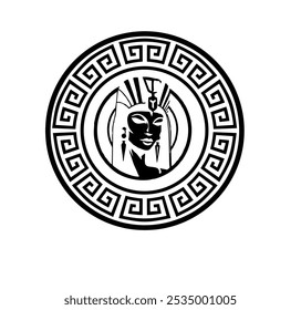 ANCIENT ROMAN AND GREEK COIN SYMBOL WITH ROUND GOLD DECORATIONS