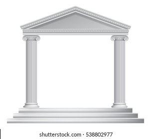 An ancient Roman or Greek temple with pillars or columns