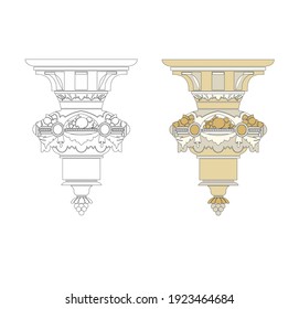 ANCIENT ROMAN AND HISTORICAL CLASSIC DECORATIONS GOTHIC COLUMNS AND FRIEZES IN ANCIENT VENICE STYLE