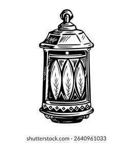 Ancient roman lantern illustration in vintage style