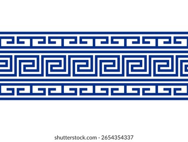 Ancient Roman ornament. Greek key ornament. Meander pattern.  Repeating geometric meandros motif. Greek fret design. Ancient decorative border. Vector decoration
