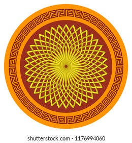 Ancient Roman ornament. Vector illustration of a round ancient Roman pattern.