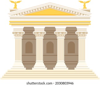 Ancient roman pantheon temple column building rome tiles, strategic development antique culture. Italian landmark Pantheon, old temple isolated. Traditional historical construction ancient times