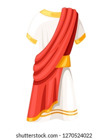 Ancient Roman senator tunic. Classic B.C. clothes. Flat vector illustration isolated on white background.