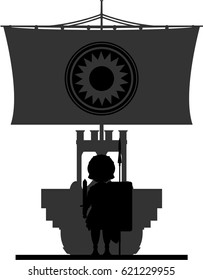 Ancient Roman Soldier and Ship
