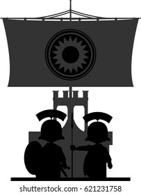 Ancient Roman Soldier and Ship