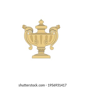ANCIENT ROMAN VASE DECORATED IN CLASSIC STYLE GOLD COLOR WITH GOTHIC DECORATIONS