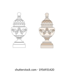 ANCIENT ROMAN VASE DECORATED IN CLASSIC STYLE GOLD COLOR WITH GOTHIC DECORATIONS