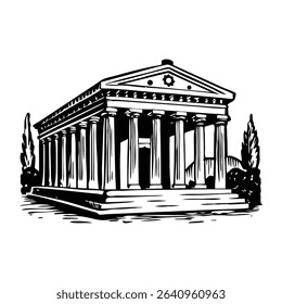 Ancient roman villa illustration in vintage style