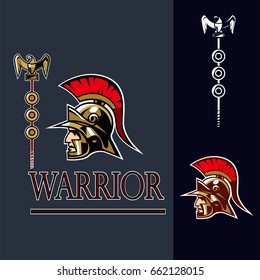 Ancient roman warrior in helmet