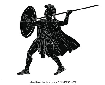 Ancient Roman Warrior Spear Shield His Stock Vector (Royalty Free ...