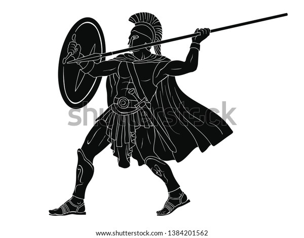 Ancient Roman Warrior Spear Shield His Stock Vector (Royalty Free ...