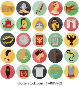 Ancient rome color icons set for web and mobile design