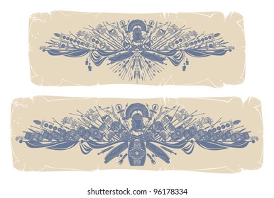 Ancient Rome. Long frames, 3, vector