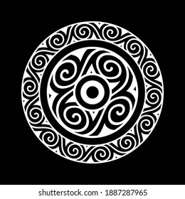 Ancient round Celtic, Scandinavian Design. Celtic knot, mandala, isolated on black, vector illustration