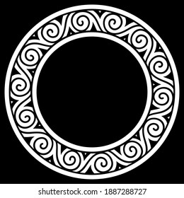 Ancient round Celtic, Scandinavian Design. Celtic knot, mandala, isolated on black, vector illustration