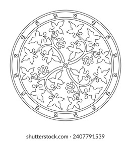 Ancient round decorative pattern. Decorative element vector illustration. Architectural floral element.