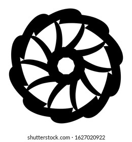 Ancient round ornament. Vector isolated black meander pattern on the white background. Ornamental rich design. Graphic decor. Geometric abstract ornate texture