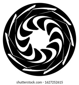 Ancient round ornament. Vector isolated black meander pattern on the white background. Ornamental rich design. Graphic decor. Geometric abstract ornate texture