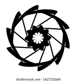 Ancient round ornament. Vector isolated black meander pattern on the white background. Ornamental rich design. Graphic decor. Geometric abstract ornate texture