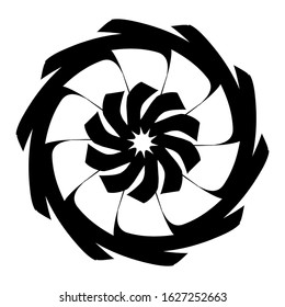Ancient round ornament. Vector isolated black meander pattern on the white background. Ornamental rich design. Graphic decor. Geometric abstract ornate texture